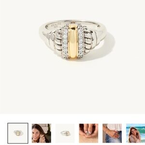 Silver and Gold Women's Ring with Diamond Accents